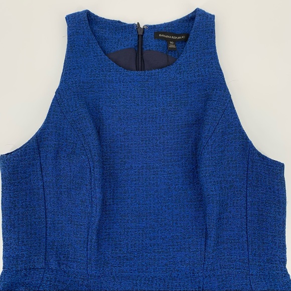 NWT Banana Republic Blue Tweed Dress Sz 10 - Picture 4 of 7